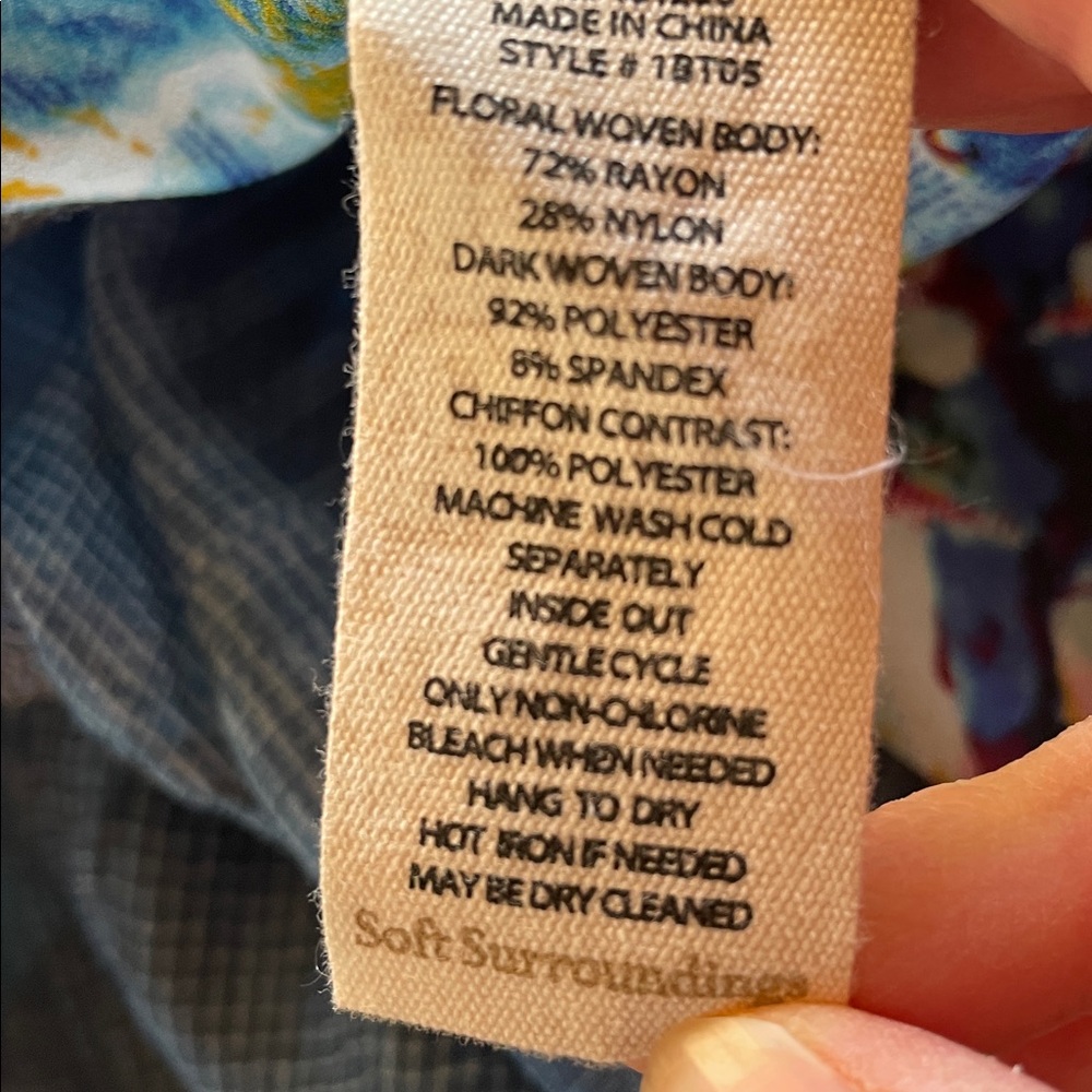 Soft Surroundings Floral Patchwork Print Sleeveless Flowy Lightweight Duster, OS - Picture 7 of 7